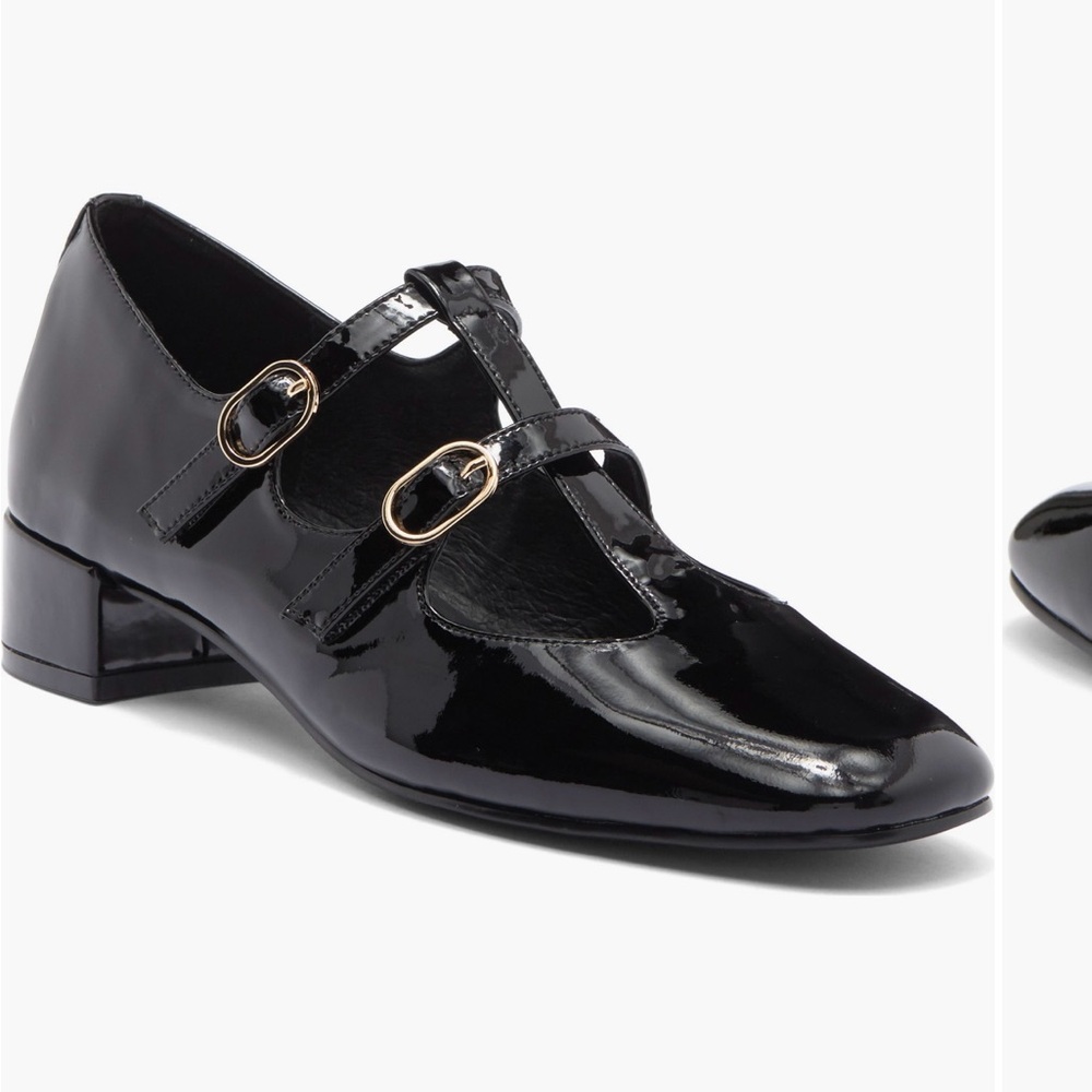 Jeffrey Campbell Black Patent Flats with Double Strap